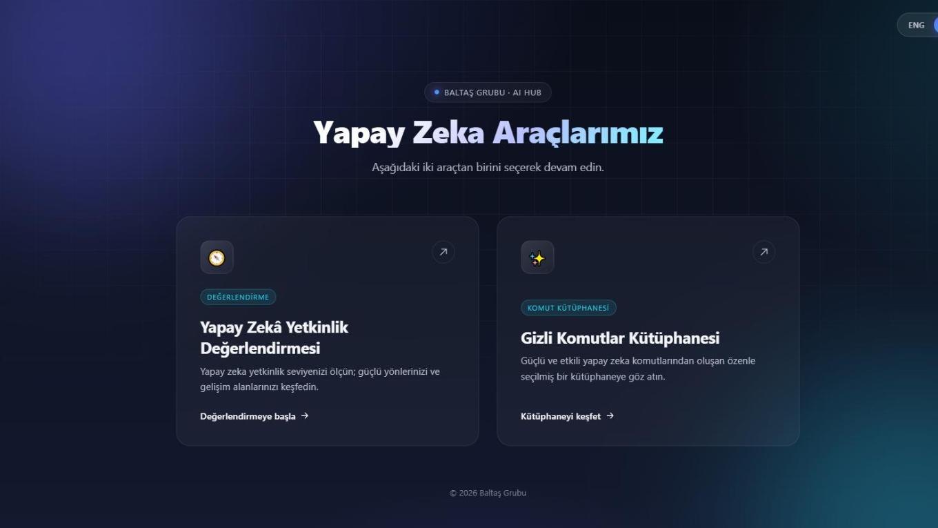 Baltaş AI Hub web sitesi ekran görüntüsü