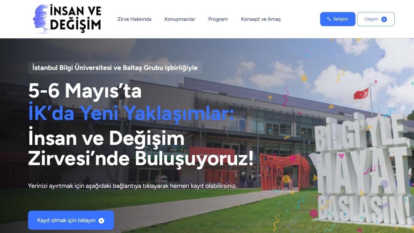 İnsan ve Değişim Zirvesi web sitesi ekran görüntüsü